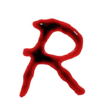 Isolated on white 3d render of blood red wine liquid alphabets Illustrazione stock