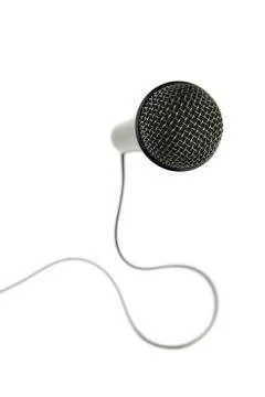 Isolated in white background microphone with cable and switch Stock Photos