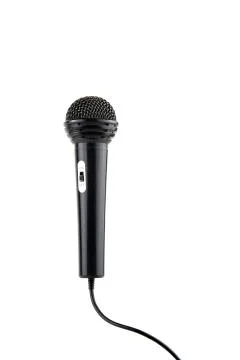 Isolated in white background microphone with cable and switch Stock Photos