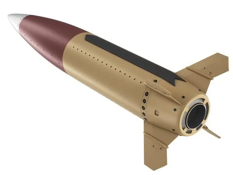 Isolated on white background render of 3d model of Lockheed Martin MGM-140 Illustrazione stock