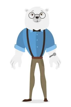 Isolated white bear man. Stock Illustration