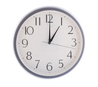 Isolated white clock at 1 Stock Photos