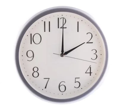 Isolated white clock at 2 Stock Photos