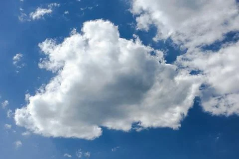 Isolated white cloud on blue sky. Beautiful blue sky with clouds background.  Stock Photos
