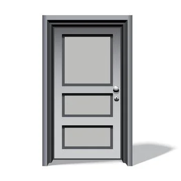 Isolated white door with shadow Stock Illustration