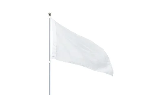 Isolated white flag waving in the wind. Perfect for mockups, adding designs Stock Photos