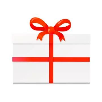 Isolated white gift box with red ribbon Stock Illustration
