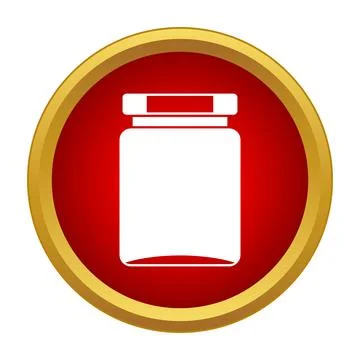 Isolated white jar icon in red circle Stock Illustration