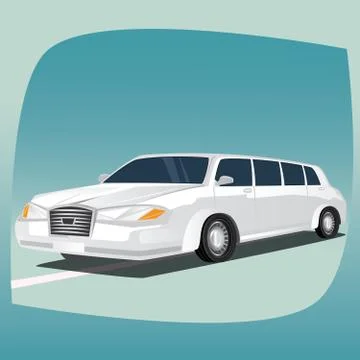 Isolated white limousine Illustrazione stock