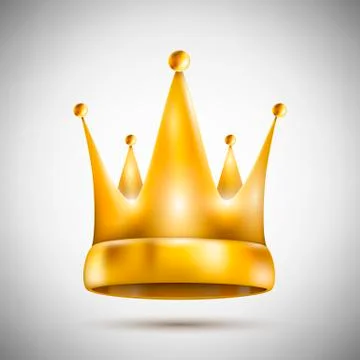 Isolated on White Pentagonal Golden Crown. Stock Illustration