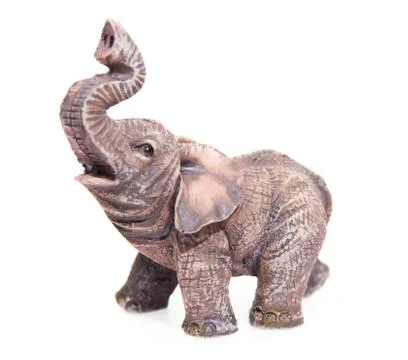 Isolated on white plastic elephant Stock Photos
