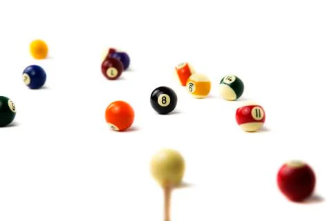 Isolated in white pool balls Stock Photos