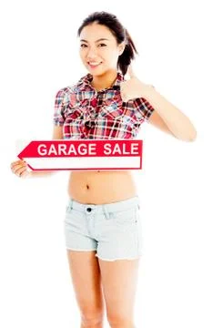 Isolated on white sexy asian cowgirl garage sale Stock Photos