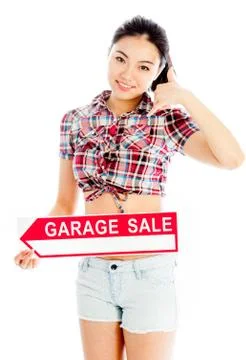 Isolated on white sexy asian cowgirl garage sale Stock Photos