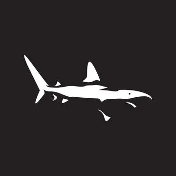 Isolated white shark on dark logo design vector graphic symbol icon illustr.. Stock Illustration