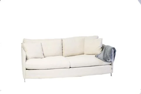 An isolated white sofa Stock Photos