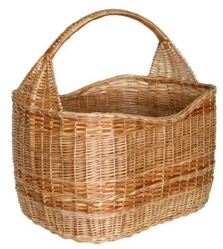 Isolated wicker basket Stock Photos