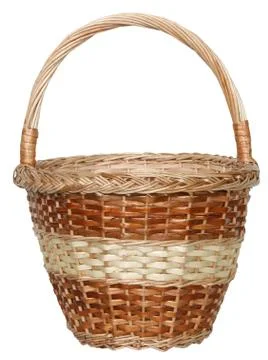 Isolated wicker basket Stock Photos