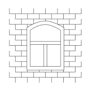 Isolated window on the brick wall. Stock Illustration