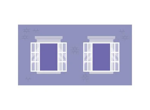 Isolated windows outside blue building vector design Ilustración de archivo