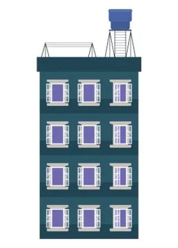 Isolated windows outside blue building vector design Ilustración de archivo