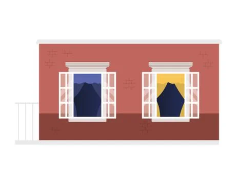 Isolated windows outside brown building vector design Ilustración de archivo