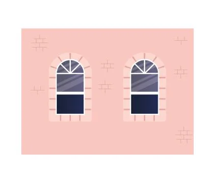 Isolated windows outside pink building vector design Ilustración de archivo