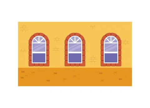 Isolated windows outside yellow building vector design Ilustración de archivo
