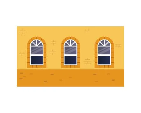 Isolated windows outside yellow building vector design Ilustración de archivo
