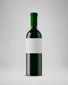 Isolated wine bottle with horizontal label. 3D illustration. Vector. Stock Illustration