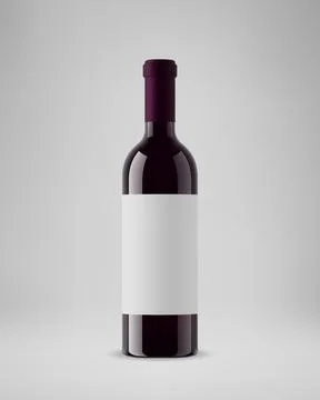 Isolated wine bottle with horizontal label. 3D illustration. Vector. Stock Illustration