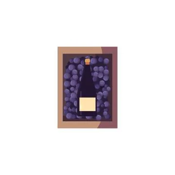 Isolated wine bottle inside grapes box vector design イラスト素材