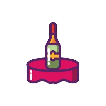 Isolated wine bottle over table vector design Ilustração Stock