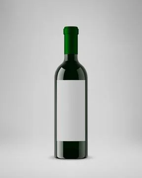 Isolated wine bottle with vertical label. 3D illustration. Vector. Stock Illustration