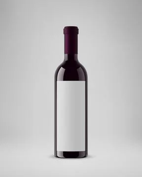 Isolated wine bottle with vertical label. 3D illustration. Vector. Stock Illustration