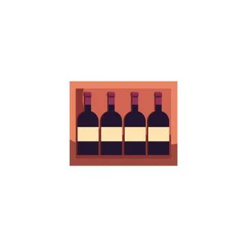 Isolated wine bottles inside box vector design Illustrazione stock