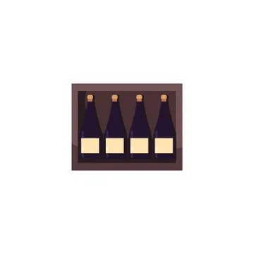 Isolated wine bottles inside box vector design Illustrazione stock