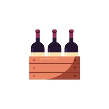 Isolated wine bottles inside box vector design Stock Illustration