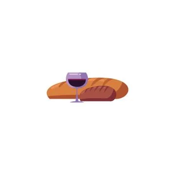 Isolated wine cup and bread vector design Stock Illustration