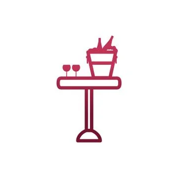 Isolated wine cups and bottles over table vector design Ilustração Stock