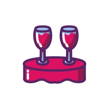 Isolated wine cups over table vector design Ilustração Stock