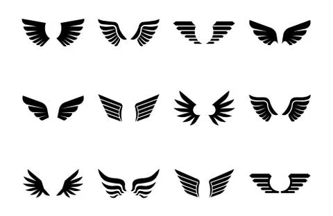 Isolated wings glyph icon set, vector illustration Illustrazione stock