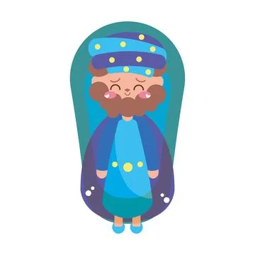 Isolated wise men Nativity character Christmas character Vector Stock Illustration