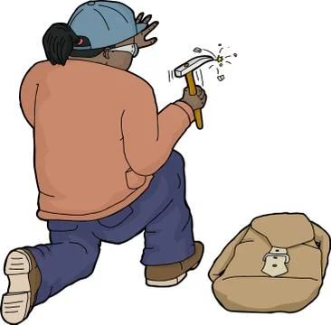 Isolated Woman with Chisel and Backpack Illustrazione stock