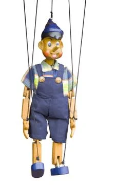 Isolated wooden puppet Stock Photos