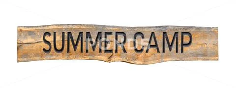 Isolated Wooden Summer Camp Sign Stock Photos