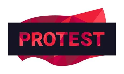 Isolated word Protest filled in low poly style in a black rectangle on a wh.. Stock Illustration