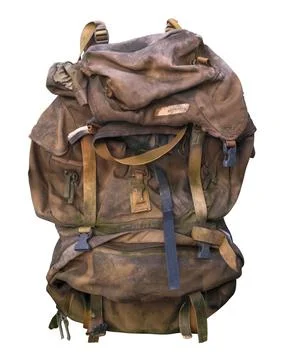 Isolated Worn Canvas Backpack Stock Photos