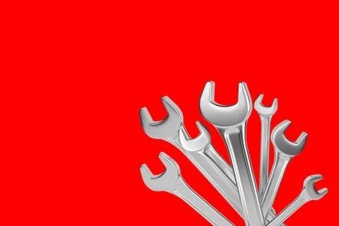 Isolated wrenchs. 3d rendering Foto stock