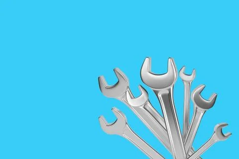 Isolated wrenchs. 3d rendering Stock Photos